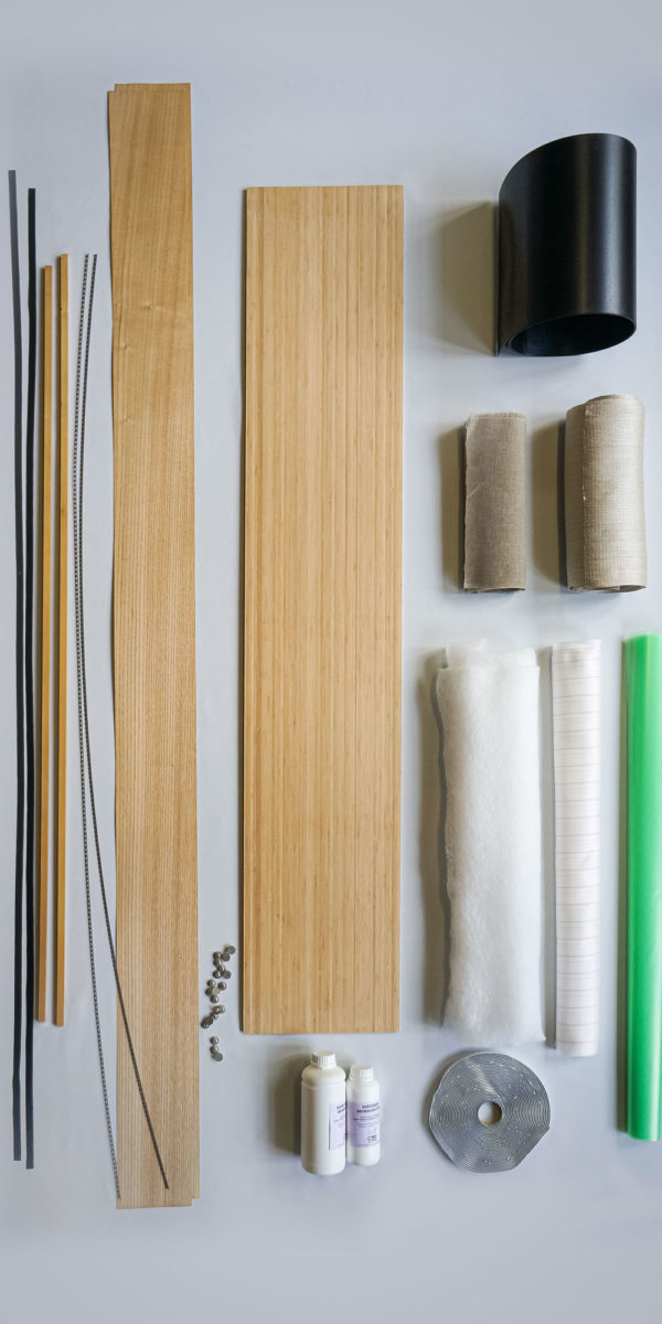 Kit DIY SNOWBOARD NATURAL fibres de lin, noyau bamboo, finition châtaignier