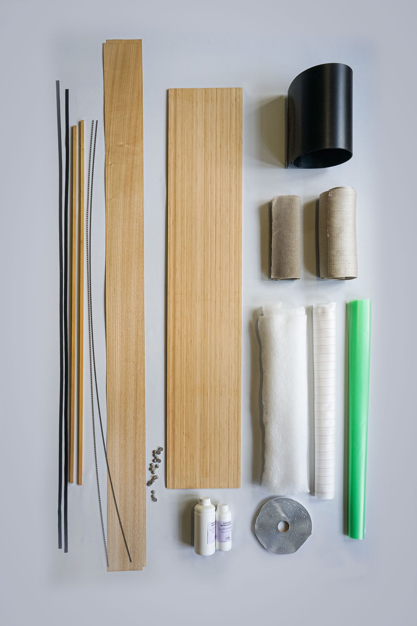 Kit DIY SNOWBOARD NATURAL fibres de lin, noyau bamboo, finition châtaignier
